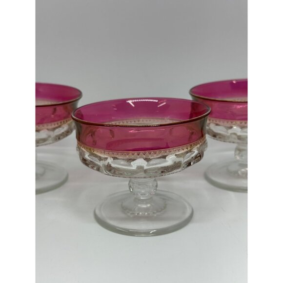 VTG Tiffin Kings Crown Thumbprint Sherbet/Dessert Dishes Set of 3 Glass Pedestal - Picture 7 of 7